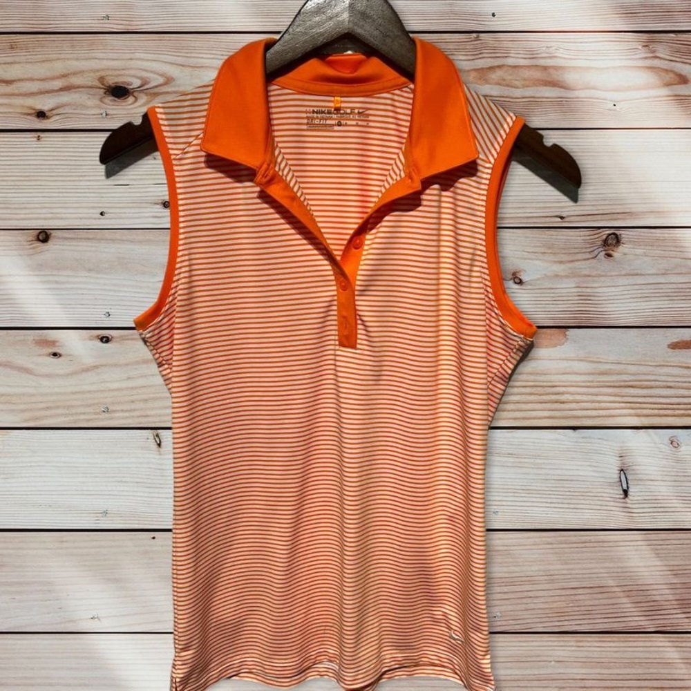 Nike Golf Orange and White Sleeveless Polo Size Medium